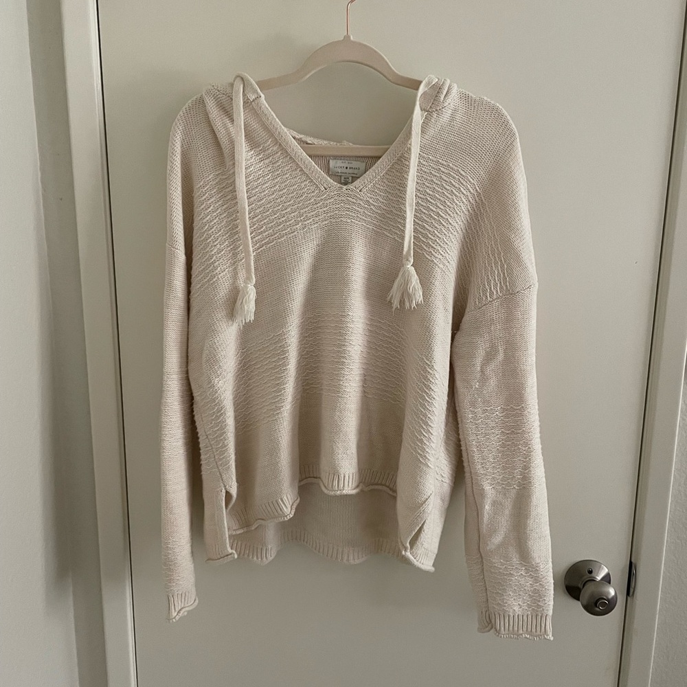 Lucky Brand Off-White Knit Sweater Hoodie